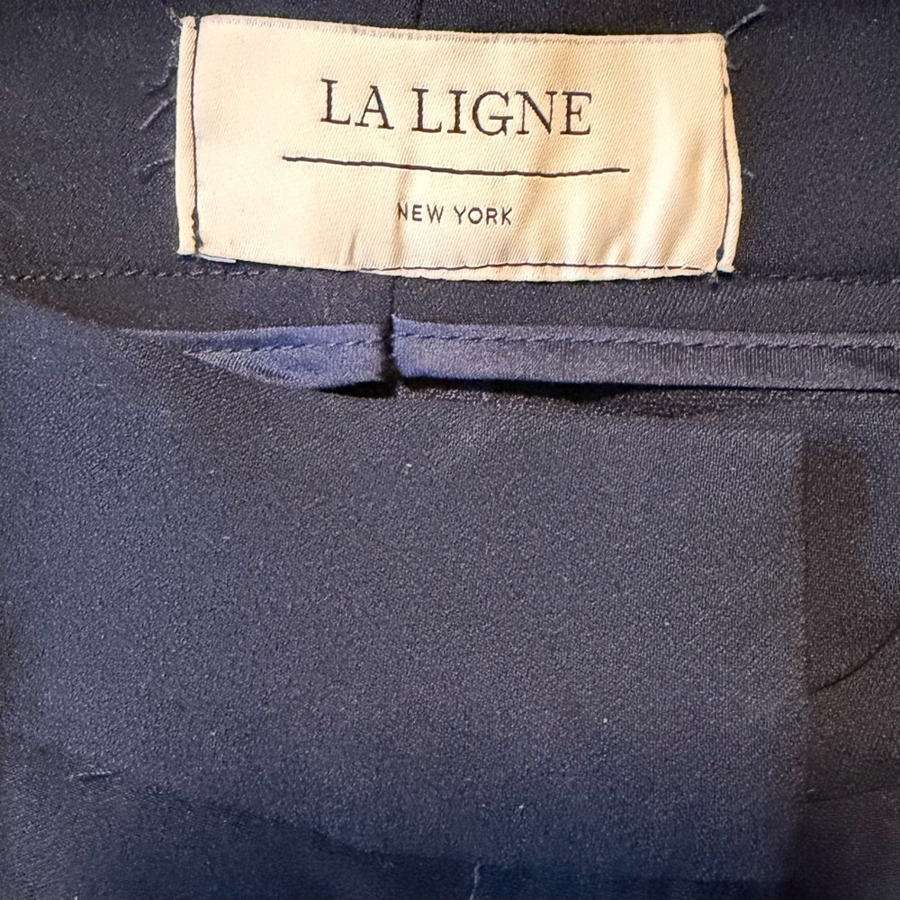 La Ligne Le Tuxedo Pant with Rainbow Stripe 0 Navy Blue Flare Sporty Pride - Picture 9 of 11